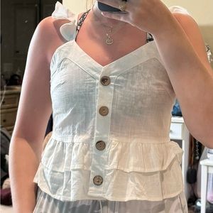 White Ruffle Top